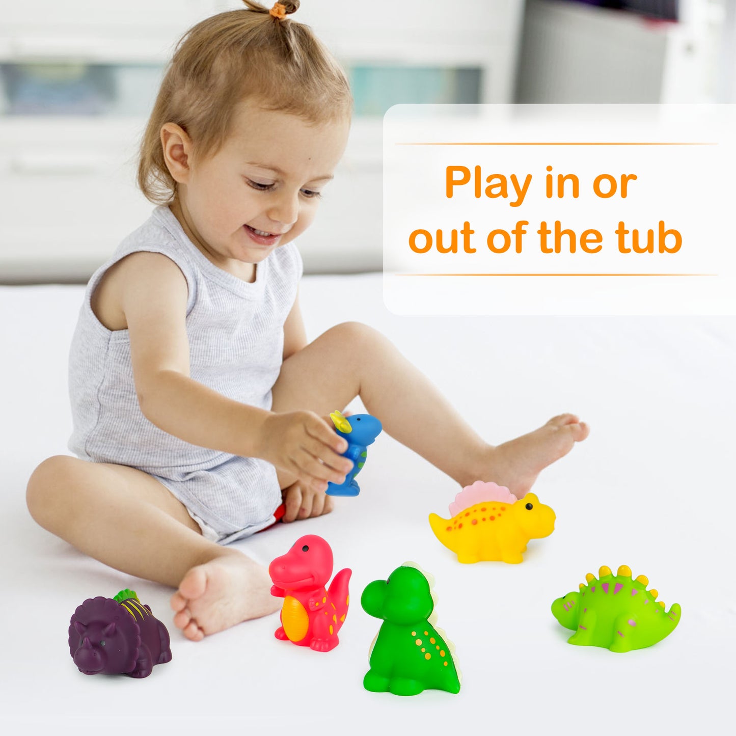 LotFancy 6Pcs Baby Bath Toys for Toddler Infant, No Hole No Mold Kids Dinosaur Bathtub Pool Toys WMT