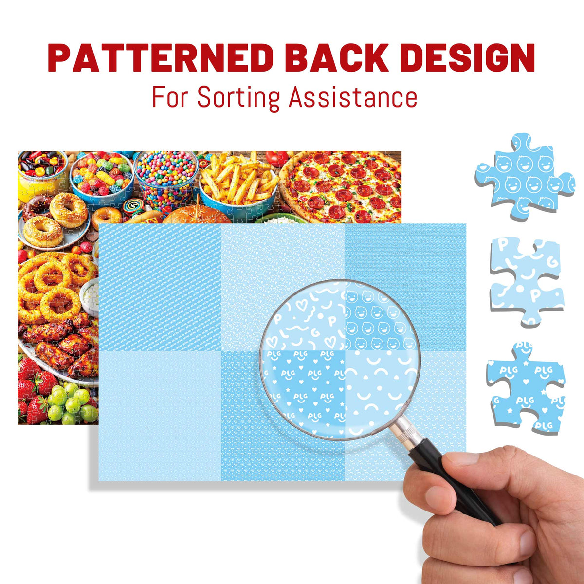 BenBen 500 Pieces Puzzles for Adults, Delicious Food Feast, Jigsaw Puzzle with Patterns on Back