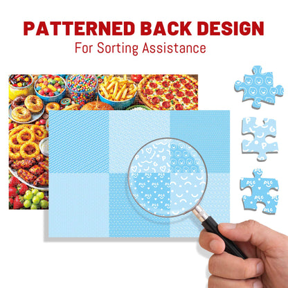 BenBen 500 Pieces Puzzles for Adults, Delicious Food Feast, Jigsaw Puzzle with Patterns on Back
