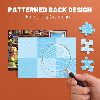 BenBen 300 Pieces Puzzles for Adults, Dogs' Dinner Party, Jigsaw Puzzles with Patterns on Back