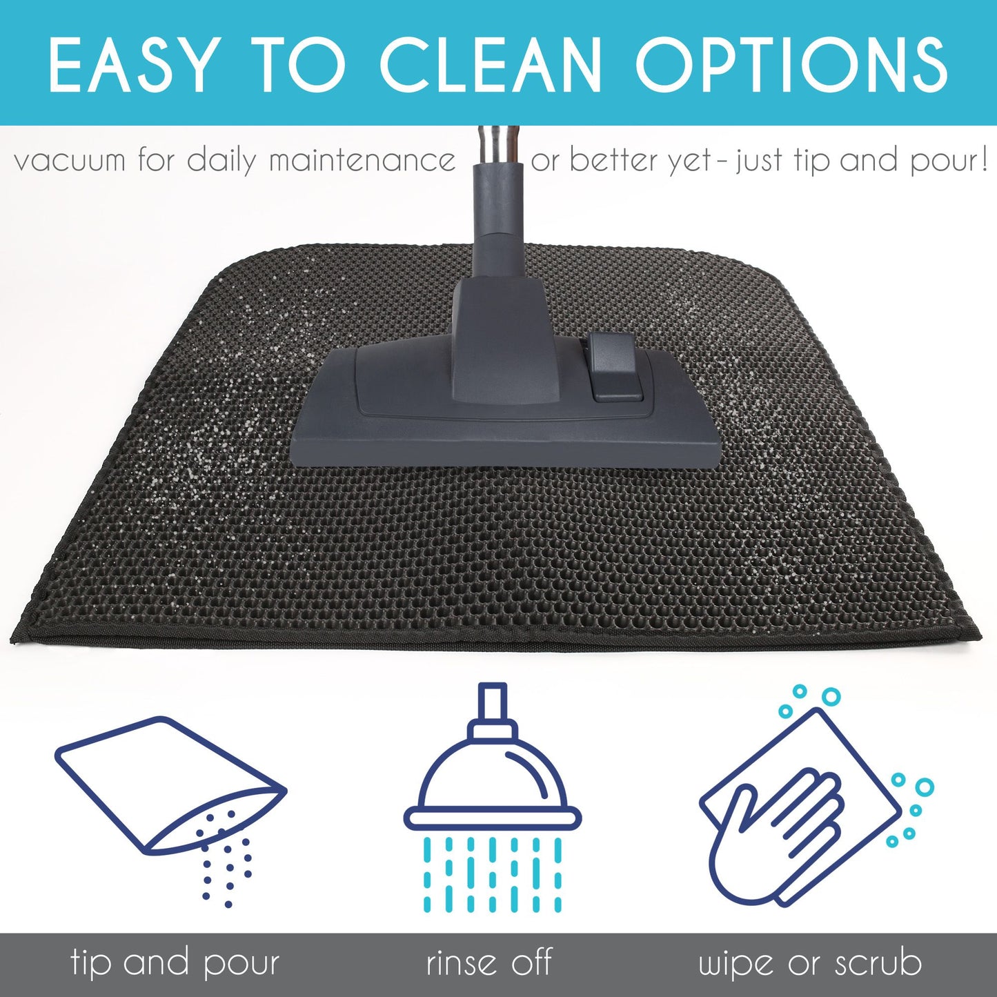 Prime Pets Cat Litter Mat, Double Layer Urine Waterproof Trapper Mat, Non-Slip,24x15 in, Black