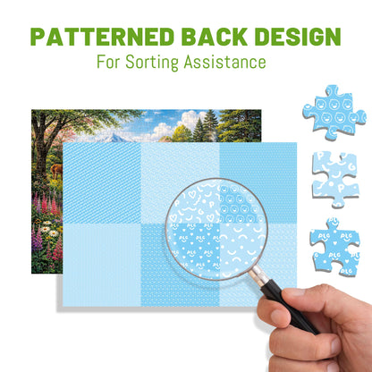 BenBen Puzzles for Adults 500 Pieces, Mountain Cabin Spring Retreat, Jigsaw Puzzle with Patterns on Back