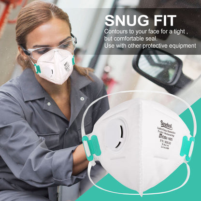 LotFancy N95 Mask, NIOSH Particulate Respirator, N95 Face Mask for Construction, Cleaning, Disposable Air Filter Masks