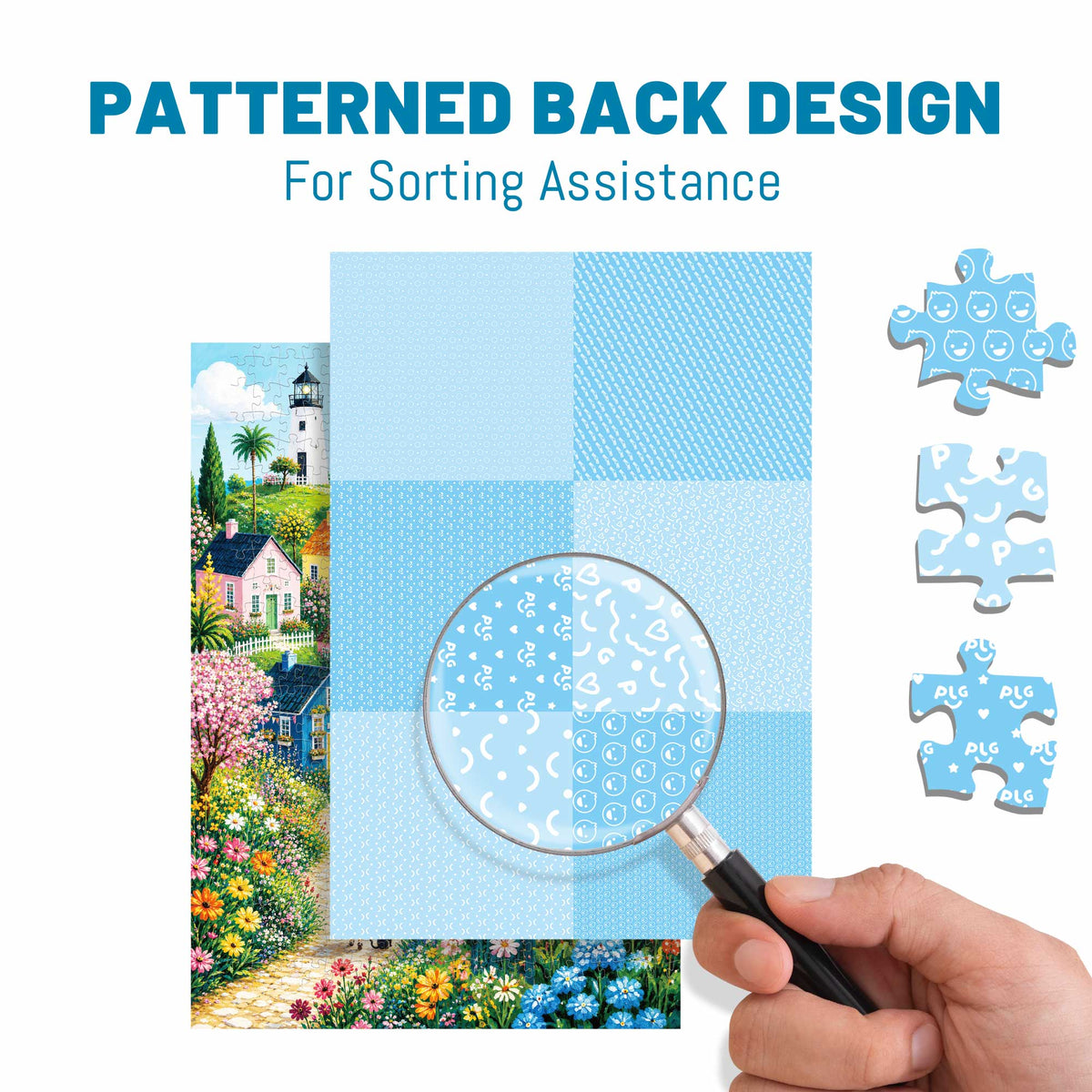 BenBen 500 Pieces Puzzles For Adults, Blossom Seaside Hamlet, Jigsaw Puzzle with Patterns on Back
