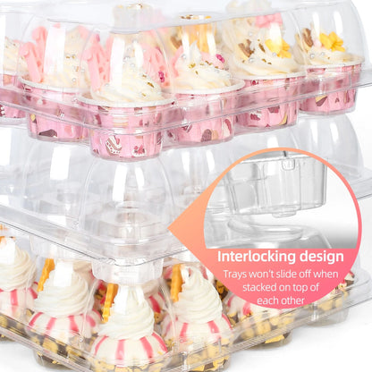 LotFancy Stackable Mini Cupcake Carrier Holders Containers with 488 Mini Cupcake Liner, 12 x 40 Sets