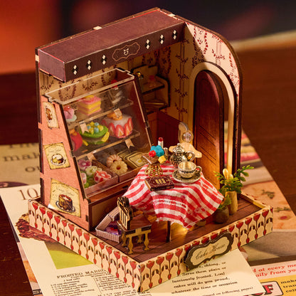 BenBen DIY Miniature House Kit, Cake Shop Model Craft Kits with Light, Furniture, Mini Doll House Building Kit for Adults, Teens, Tiny Dollhouse Diorama for Stress Relief, Home Décor