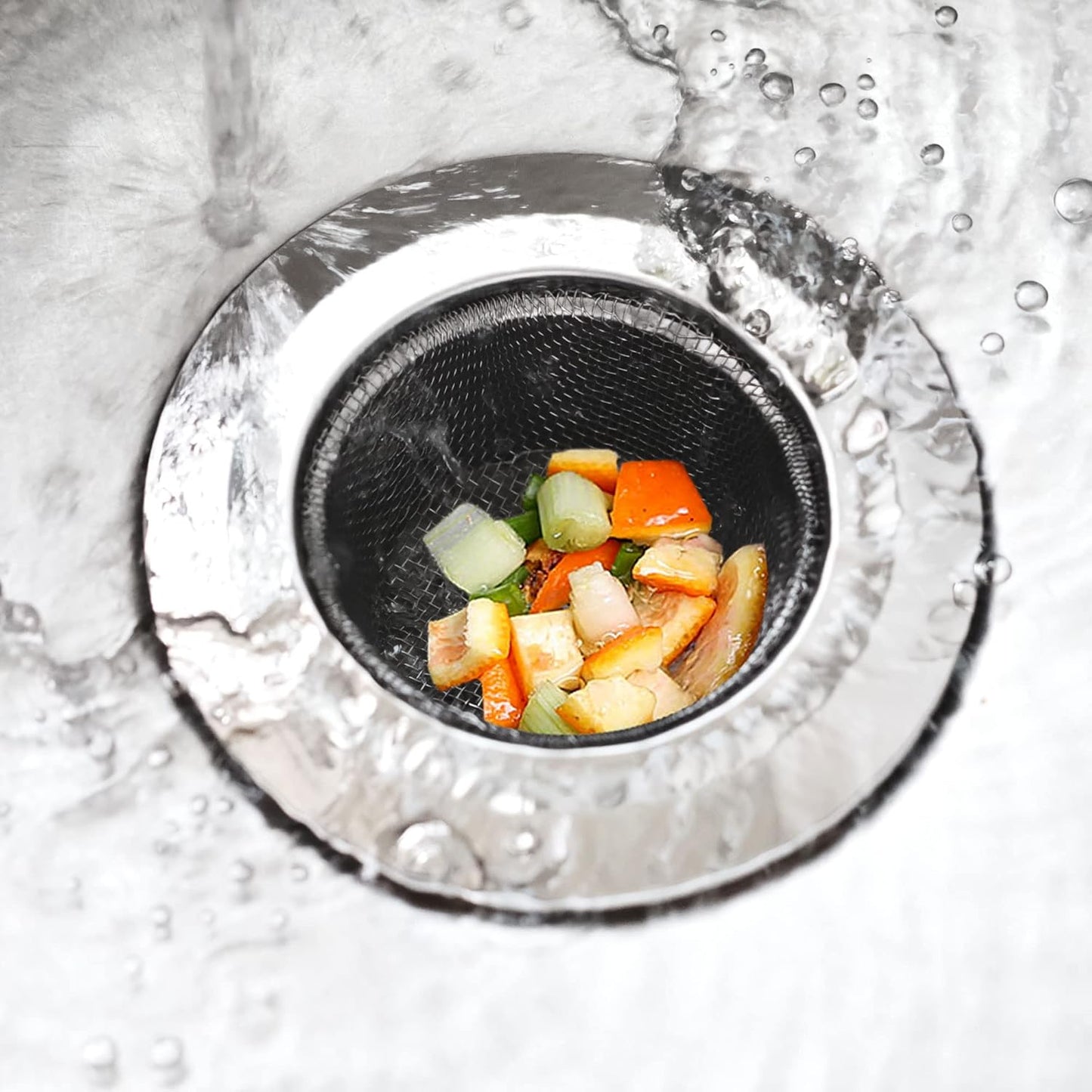 LotFancy 2 Kitchen Sink Strainer, 4.5 in Stainless Steel Mesh Drain Strainer, Silver