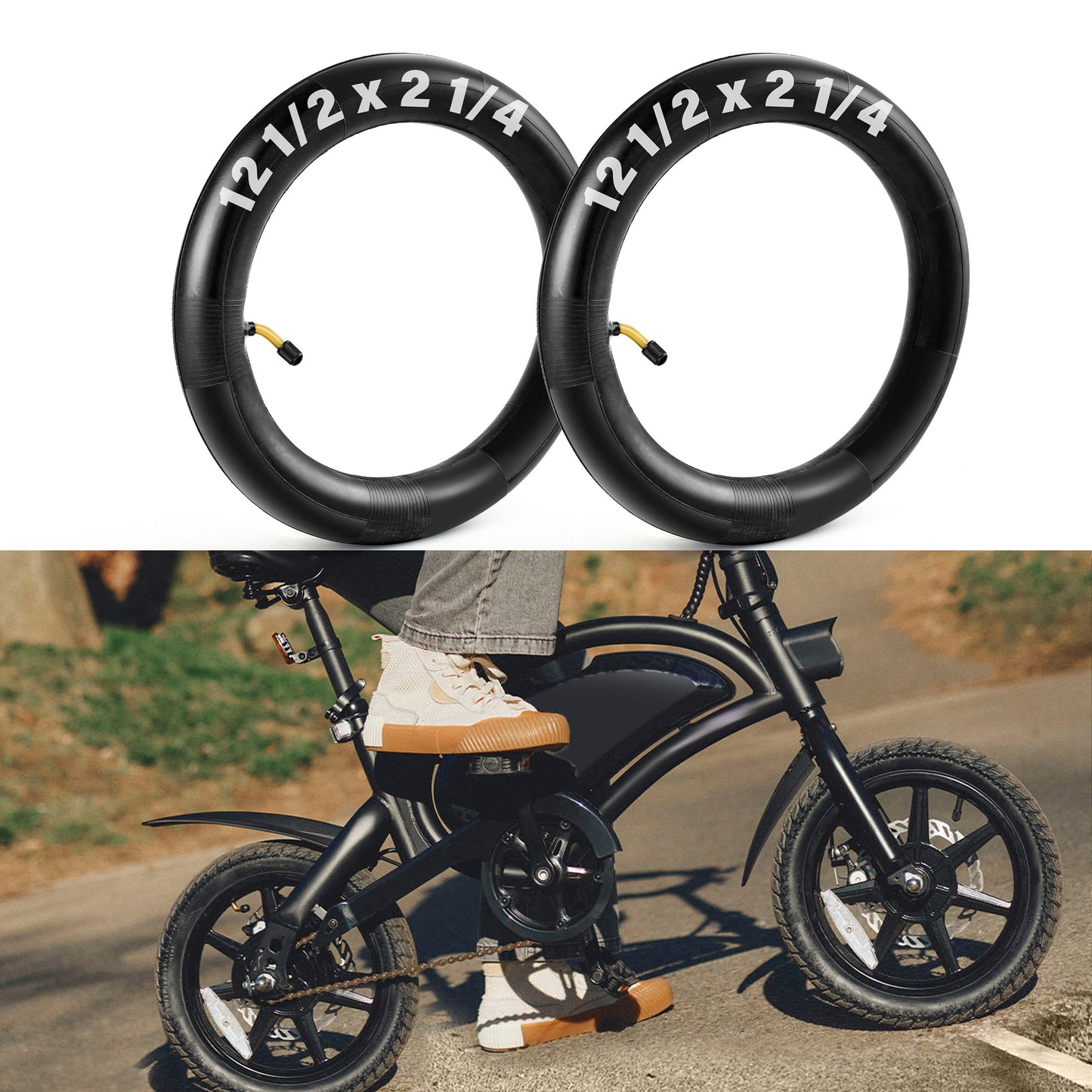 LotFancy 12 1/2 x 2 1/4 Inner Tube for Razor Pocket Mod, 2 Pack 12.5 x 2.25 Angled Valve Stem Tubes for Pocket Bikes, Gas Scooters, Electric Scooters, Mini Bikes, Mobility Scooters and More