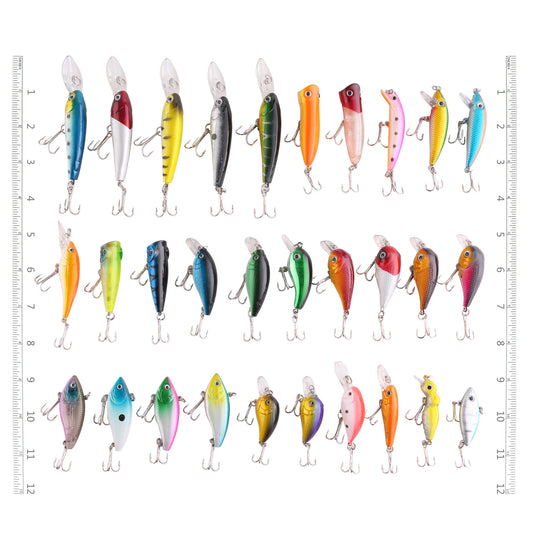 LotFancy 30 Topwater Fishing Lures with Hooks, Bass Bait Trout Lures with Propeller Tail