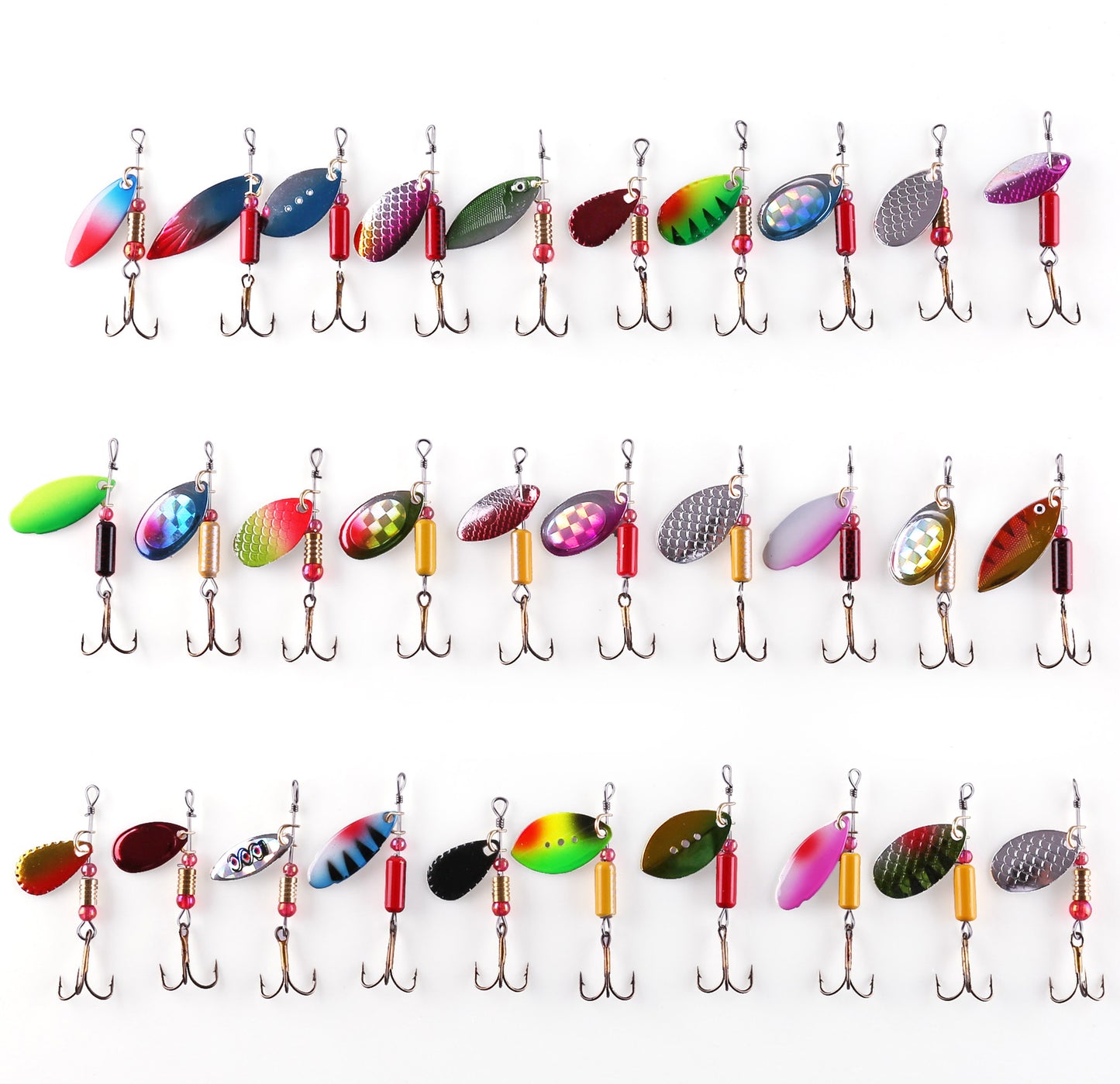 LotFancy Fishing Lures Kit, 30 Hard Metal Lure Baits Spinner Baits Set