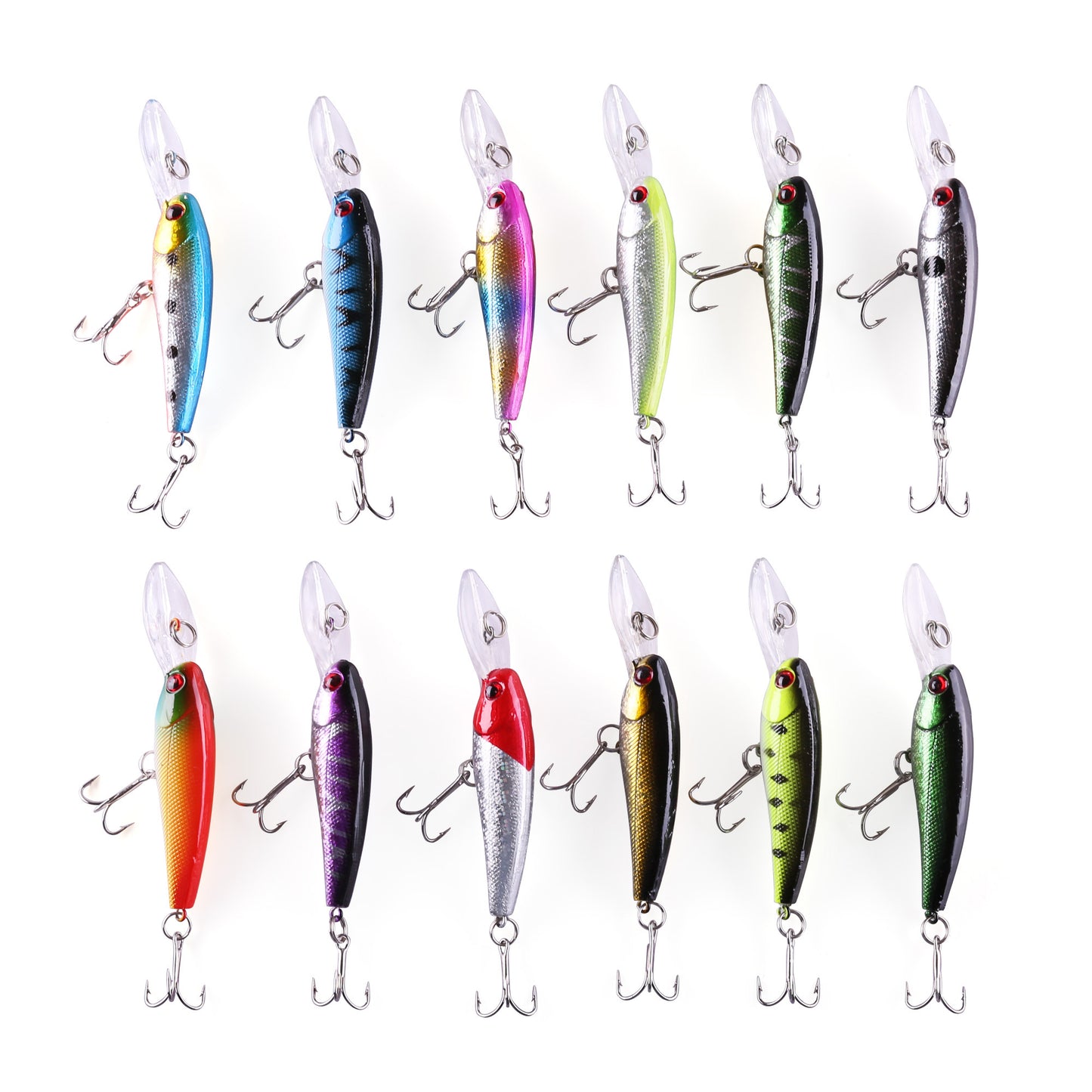 Fishing Lures, Topwater Lures with Treble Hook, Freshwater Saltwater Lures for Bass Trout Walleye, 3D Minnow Fishing Bait, Swimbait Sinking Lure Kit