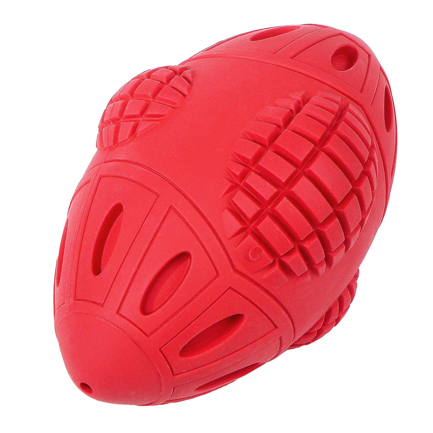 PrimePets Dog Toys for Aggressive Chewers, Tough Rubber Chew Toy for Large Medium Dogs, Red, Squeaky Dog Football for Interactive Fetching, Teeth Cleaning