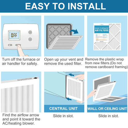 LotFancy MERV 8 11 13 Air Filters, Pleated AC Furnace Filters, Air Conditioner HVAC Filters