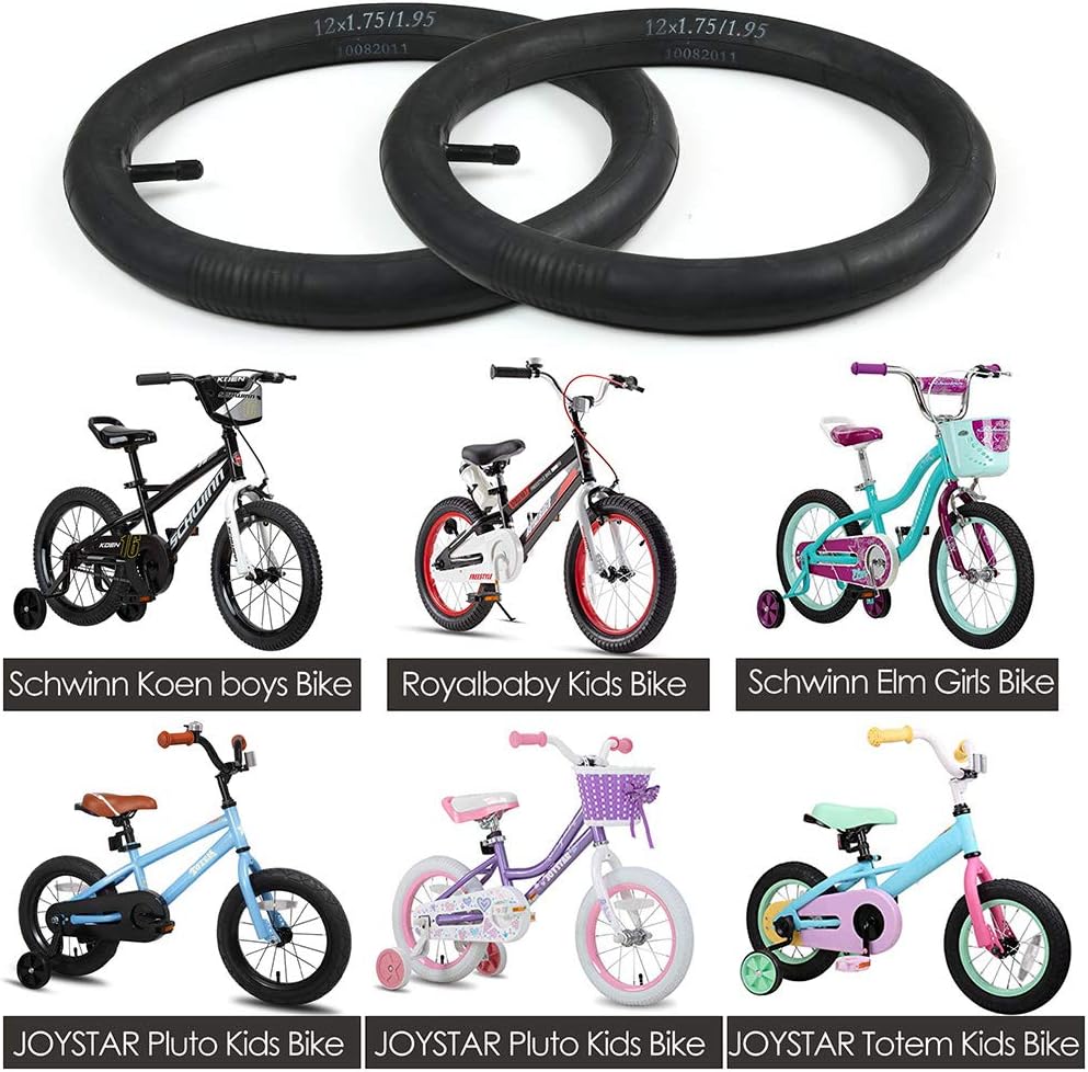 LotFancy 12'' x 1.75/1.95/2.125 Inner Tubes for Most 12" Kid Bikes, Strollers, 2 Pack 12 inch Bike Tire Tube, with 2 Tire Levers