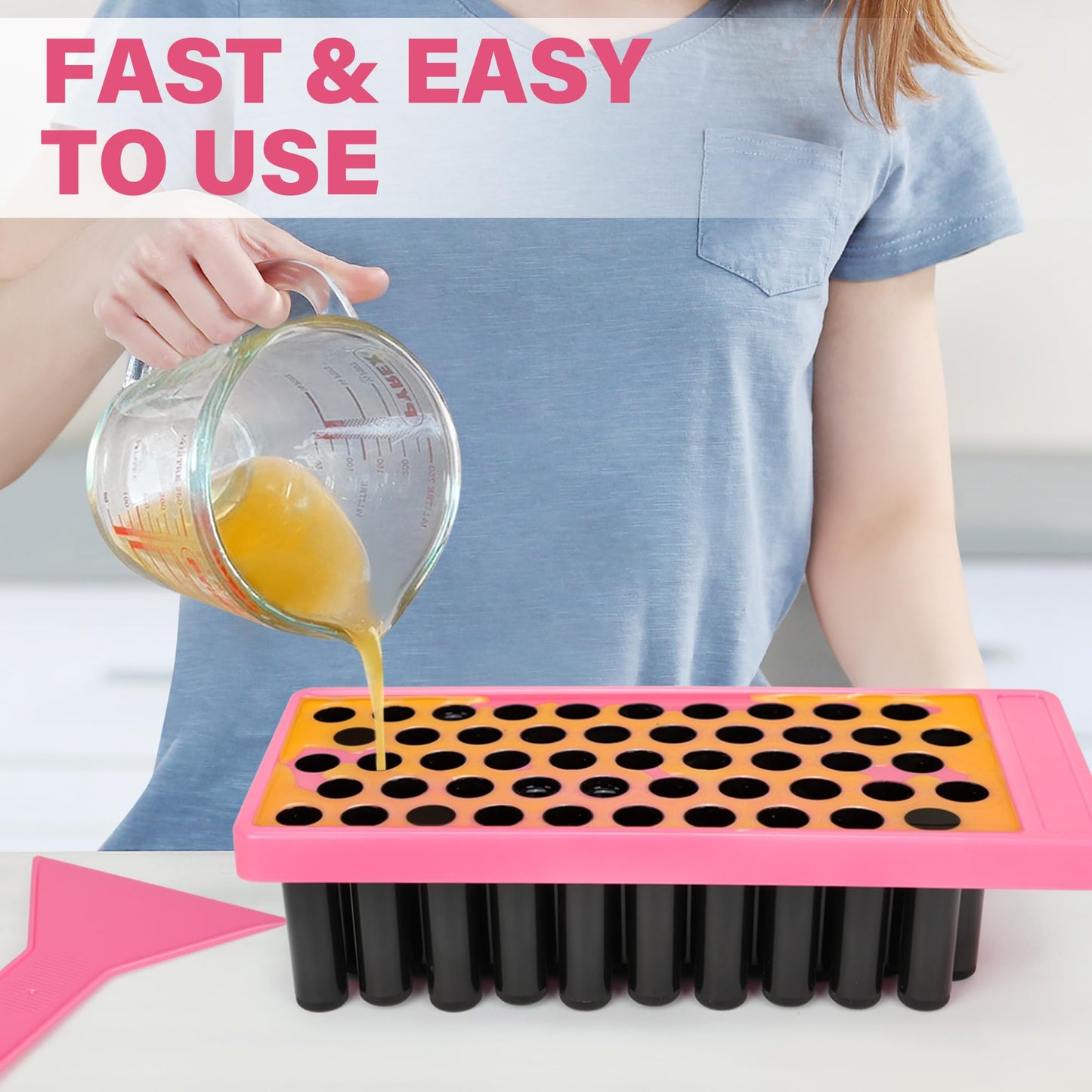 LotFancy Lip Balm Tubes with Filling Tray and Spatula, 50Pcs 4.5ml Black Lip Balm Containers, BPA Free & Leak Free, Handmade Set