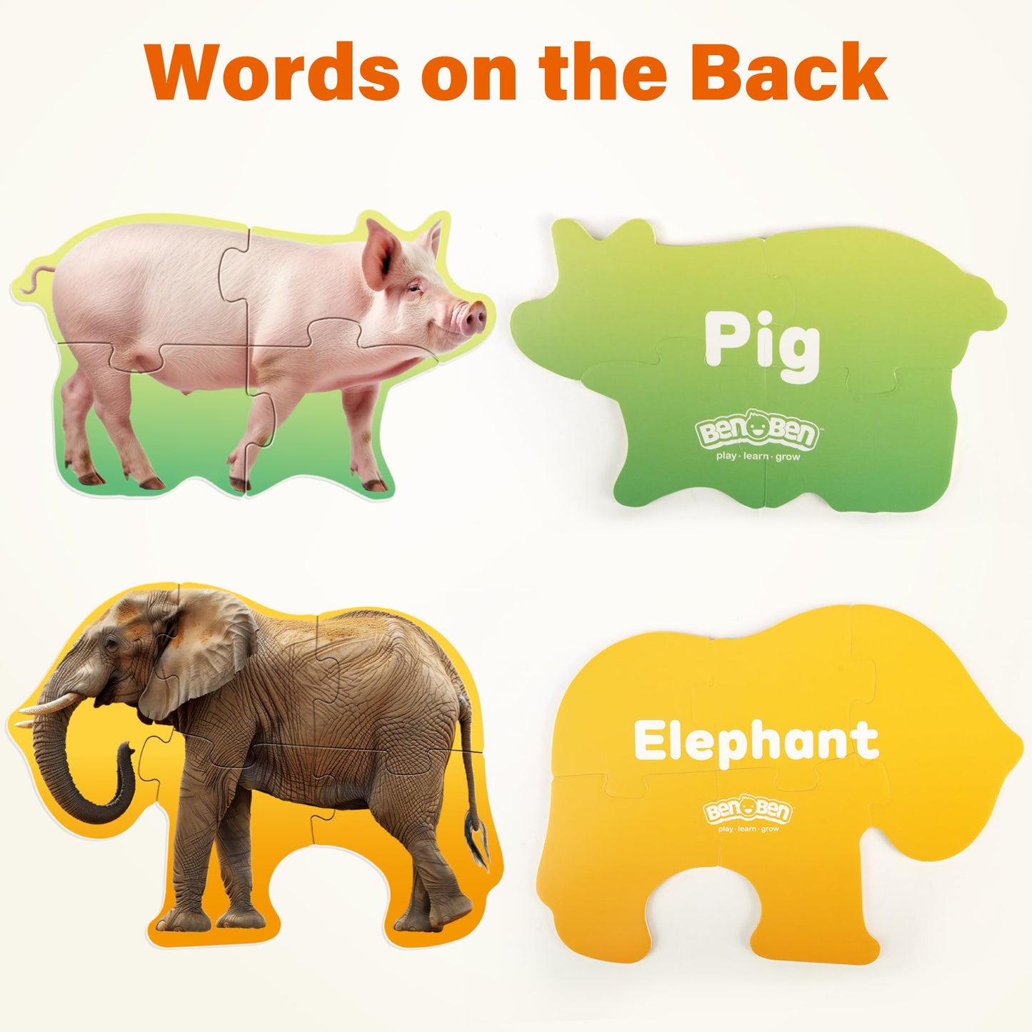48Pcs Animal Jigsaw and Toddler Puzzles,12 Animals, 4 5-Piece Animals, 4 4-Piece Animals, 4 3-Piece Animals
