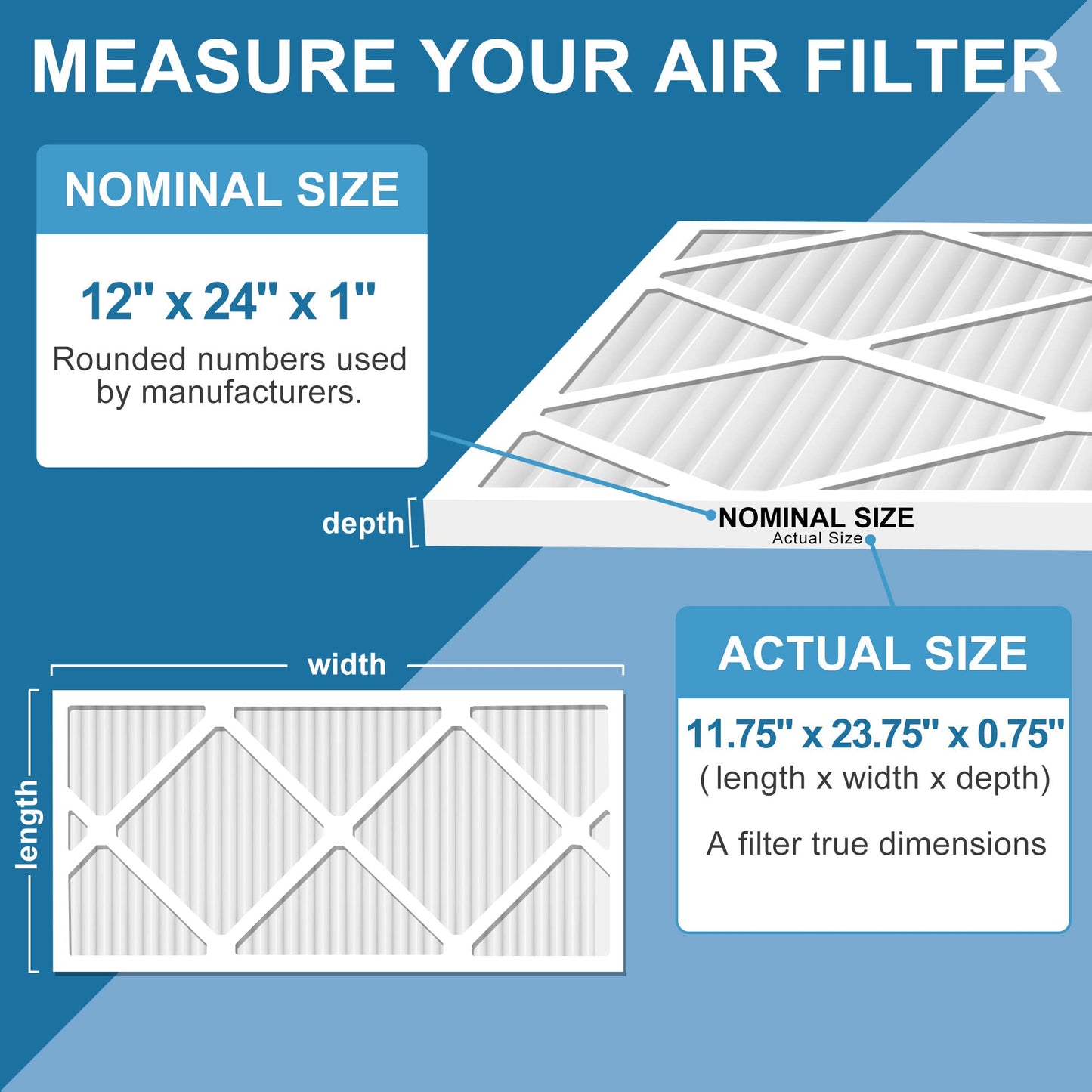 LotFancy MERV 8 11 13 Air Filters, Pleated AC Furnace Filters, Air Conditioner HVAC Filters