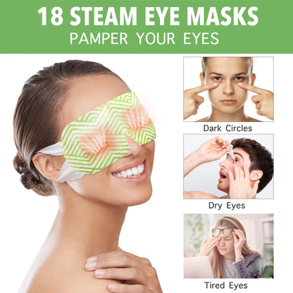 MEDLOT 18 Packs Steam Eye Masks, Heated Eye Mask for Dry Eyes, Puffy Eyes, Dark Circles, Disposable Self Heating Eye Mask for Sleeping, SPA, Travel Essentials & Relaxation Gifts, Unscented