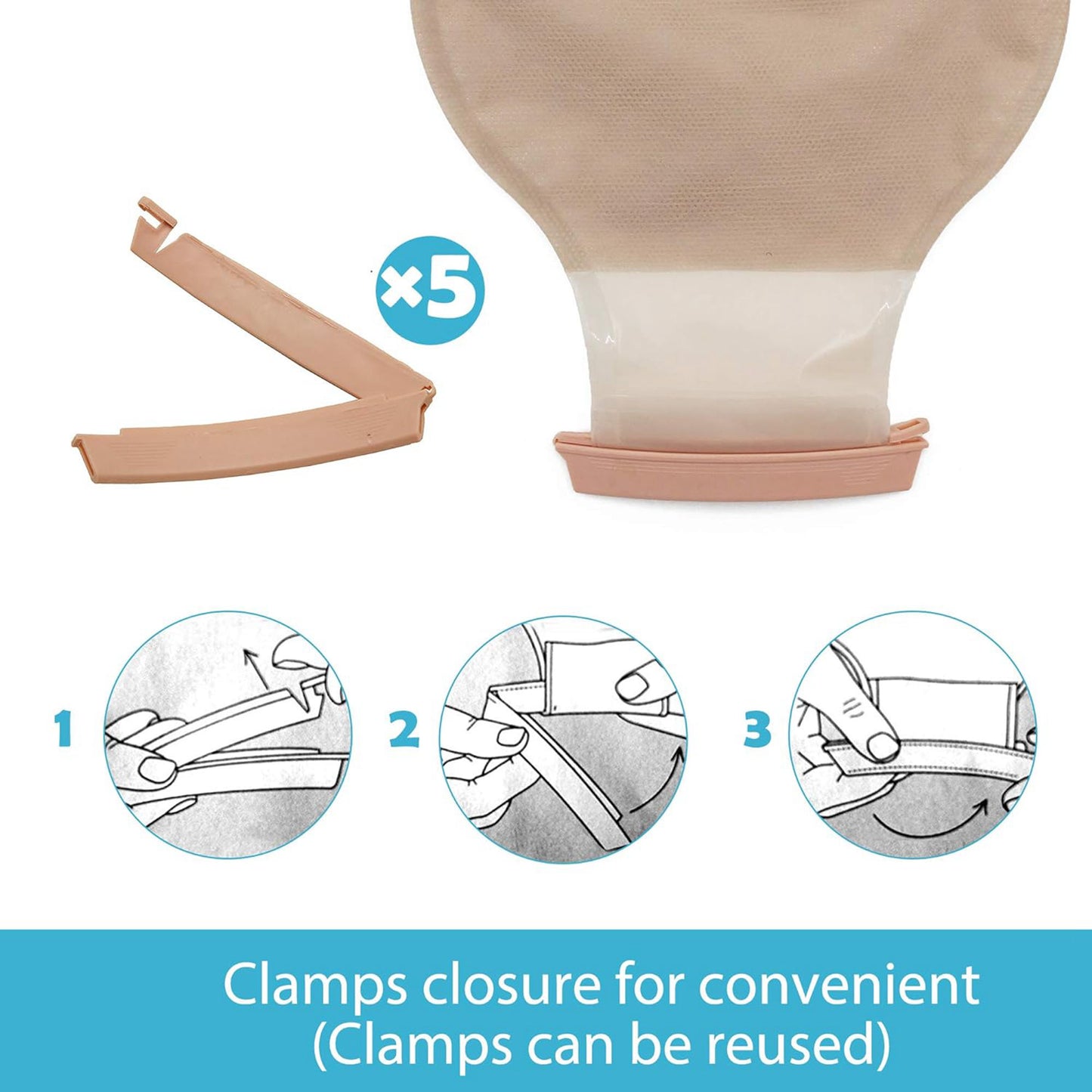 LotFancy Drainable Pouch - Ostomy Bags for Colostomy Ileostomy Stoma Care, Cut-to-Fit, One-Piece System