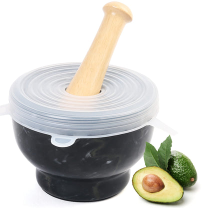 LotFancy Mortar and Pestle Set, 5 inch Large Black Solid Marble Mortar for Guacamole