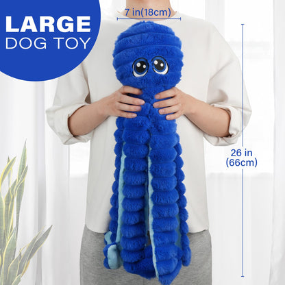 Prime Pets 27" Extra Large Octopus Dog Toy, Crinkle Squeaky Dog Toy for Small Medium Large Dogs