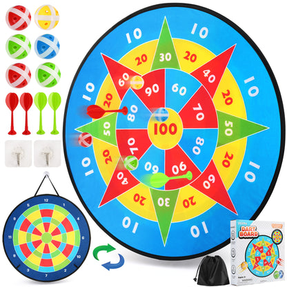 LotFancy 26 in Dart Board for Kids, Double Sided Dart Board Game Gift for Boys Girls