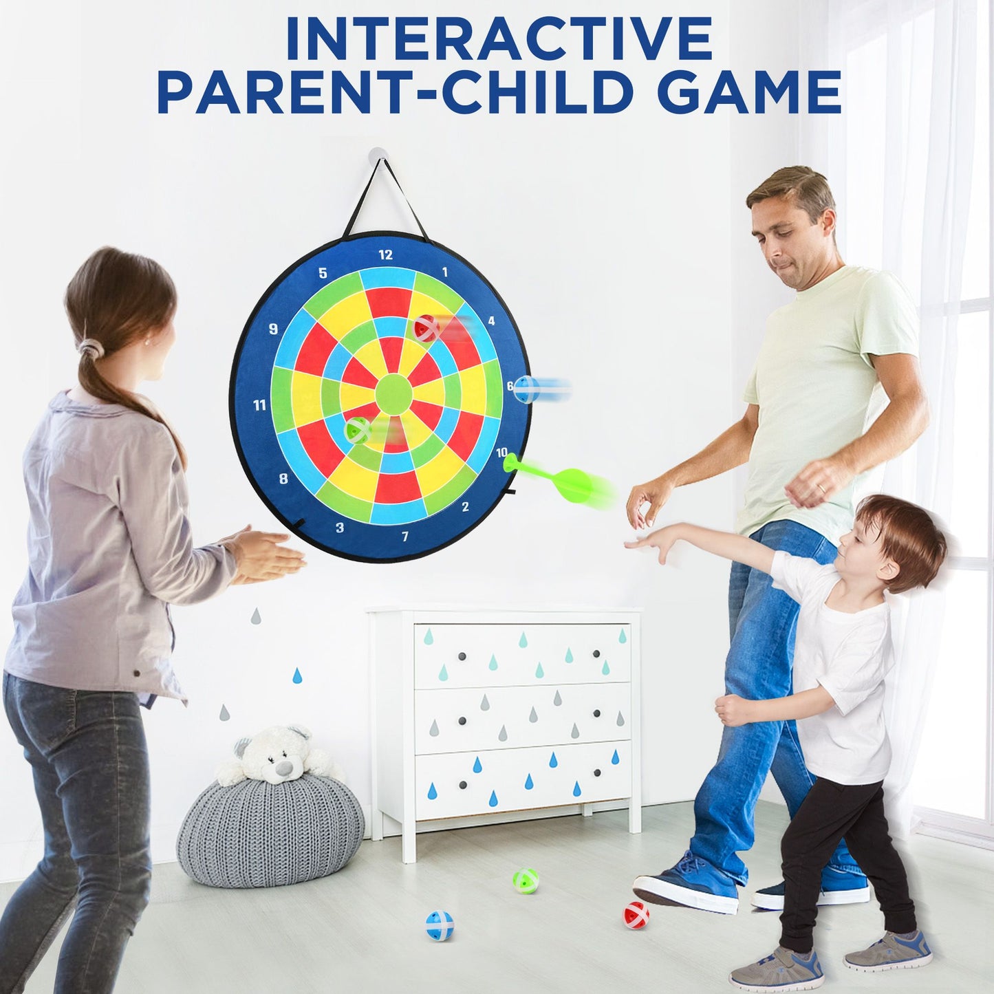 LotFancy 26 in Dart Board for Kids, Double Sided Dart Board Game Gift for Boys Girls