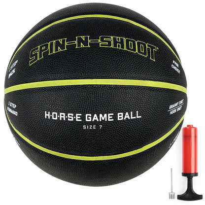 LotFancy Outdoor Basketball, 29.5” 28.5”, Patented Horse Game Features Printed, Indoor Basketball for Girls Boys Mens Womens, Performance Composite Leather, Pump and Needle Included