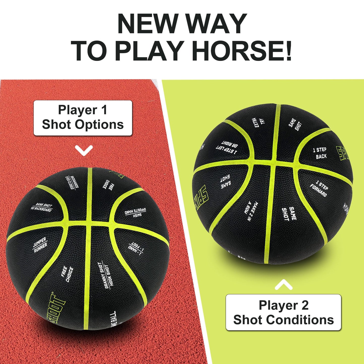 LotFancy Outdoor Basketball, 29.5” 28.5”, Patented Horse Game Features Printed, Indoor Basketball for Girls Boys Mens Womens, Performance Composite Leather, Pump and Needle Included