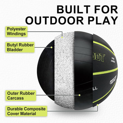 LotFancy Outdoor Basketball, 29.5” 28.5”, Patented Horse Game Features Printed, Indoor Basketball for Girls Boys Mens Womens, Performance Composite Leather, Pump and Needle Included