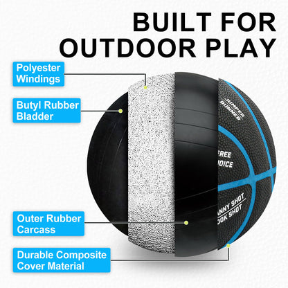 LotFancy Outdoor Basketball, 29.5” 28.5”, Patented Horse Game Features Printed, Indoor Basketball for Girls Boys Mens Womens, Performance Composite Leather, Pump and Needle Included