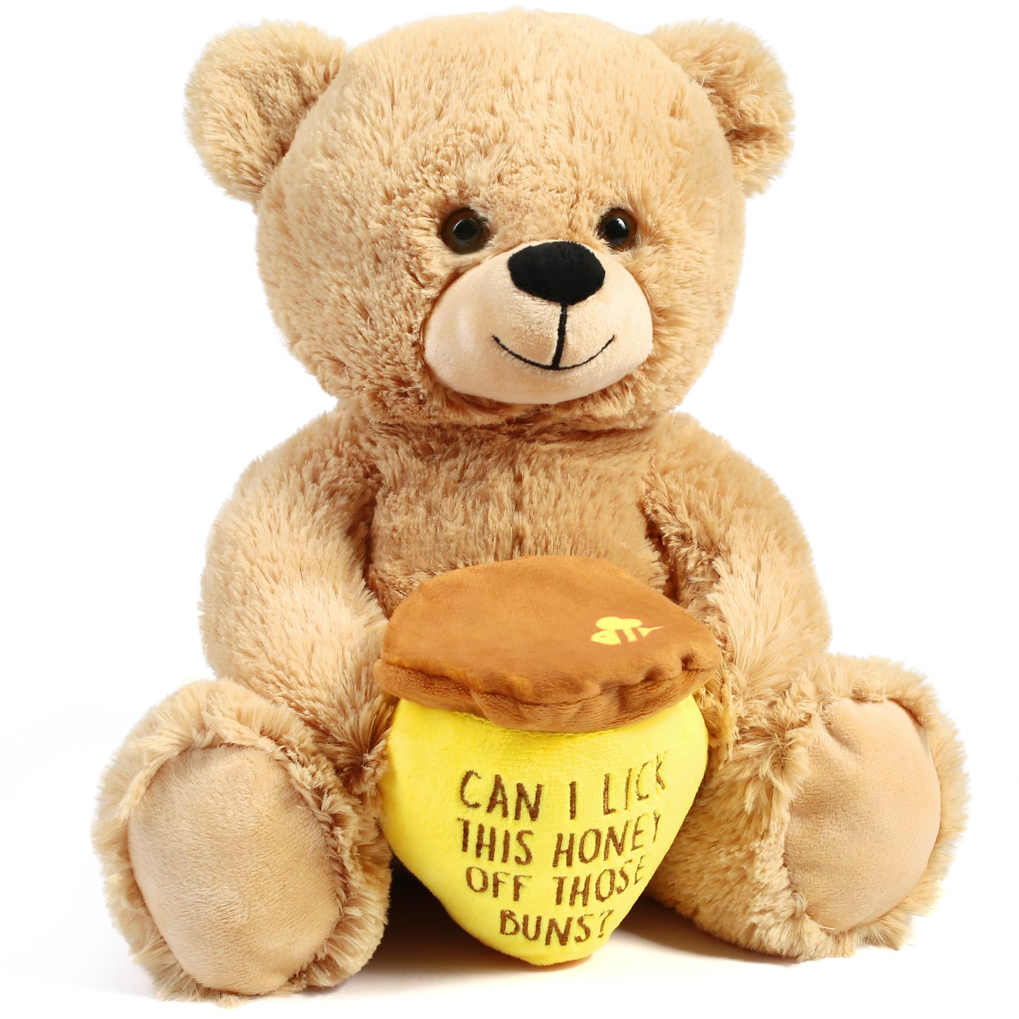 BenBen Valentines Day Teddy Bear, Gift for Girlfriend, 12 Inch Funny Stuffed Animals Plush Toy with Honey Pot, for Her, Women, Brown