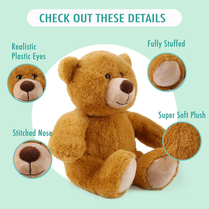 BenBen Teddy Bear Stuffed Animal, 5 Pack 10 inch Teddy Bear Bulk, Baby Bear Plush Toy for Baby Shower Decoration, Gifts for Kids Baby, Girls, Boys, Birthday (Dark Brown)