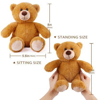 BenBen Teddy Bear Stuffed Animal, 5 Pack 10 inch Teddy Bear Bulk, Baby Bear Plush Toy for Baby Shower Decoration, Gifts for Kids Baby, Girls, Boys, Birthday (Dark Brown)