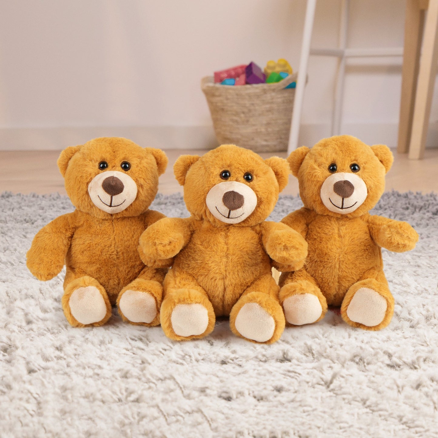 BenBen Teddy Bear Stuffed Animal, 5 Pack 10 inch Teddy Bear Bulk, Baby Bear Plush Toy for Baby Shower Decoration, Gifts for Kids Baby, Girls, Boys, Birthday (Dark Brown)