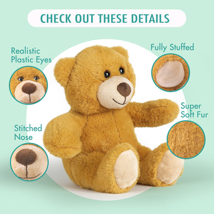 BenBen Teddy Bear Stuffed Animal, 5 Pack 10 inch Teddy Bear Bulk, Baby Bear Plush Toy for Baby Shower Decoration, Gifts for Kids Baby, Girls, Boys, Birthday (Dark Brown)