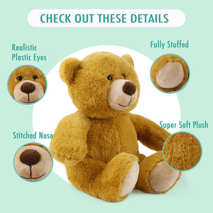 BenBen Teddy Bear Stuffed Animal, Set of 5, 10 inch Teddy Bear Bulk, Baby Bear Plush Toy for Baby Shower Decoratin, Gifts for Kids Baby (Brown/Dark Brown/White/Pink/Black)