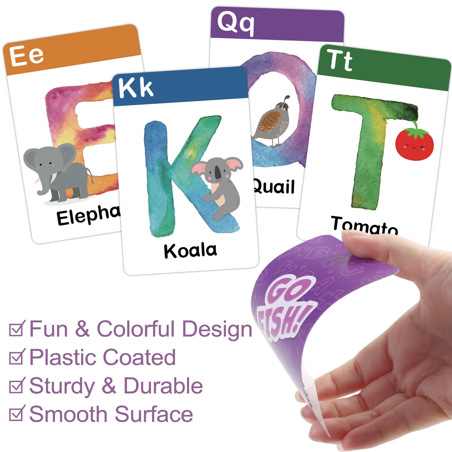 BenBen Alphabet Go Fish Card Game for Kids,104 Cards, Oversized ABC Learning Playing Cards, Memory Matching Games, 2-8 Players, Ages 3 and up, Easter Basket Stuffers, Stocking Stuffers