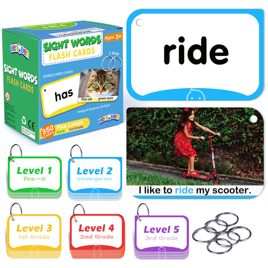 BenBen Sight Words Flash Cards, 350 Dolch & Fry High Frequency Site Words  WMT