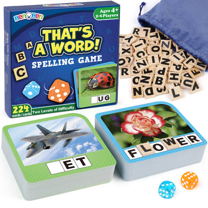 BenBen Spelling Games, Sight Word Games with 224 Flash Cards, Educational Phonic Games for Kids