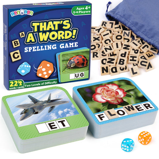 BenBen Spelling Games, Sight Word Games with 224 Flash Cards, Educational Phonic Games for Kids