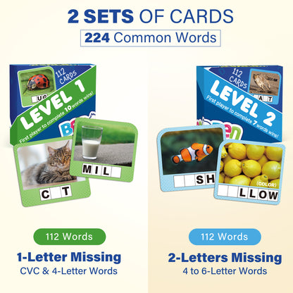 BenBen Spelling Games, Sight Word Games with 224 Flash Cards, Educational Phonic Games for Kids