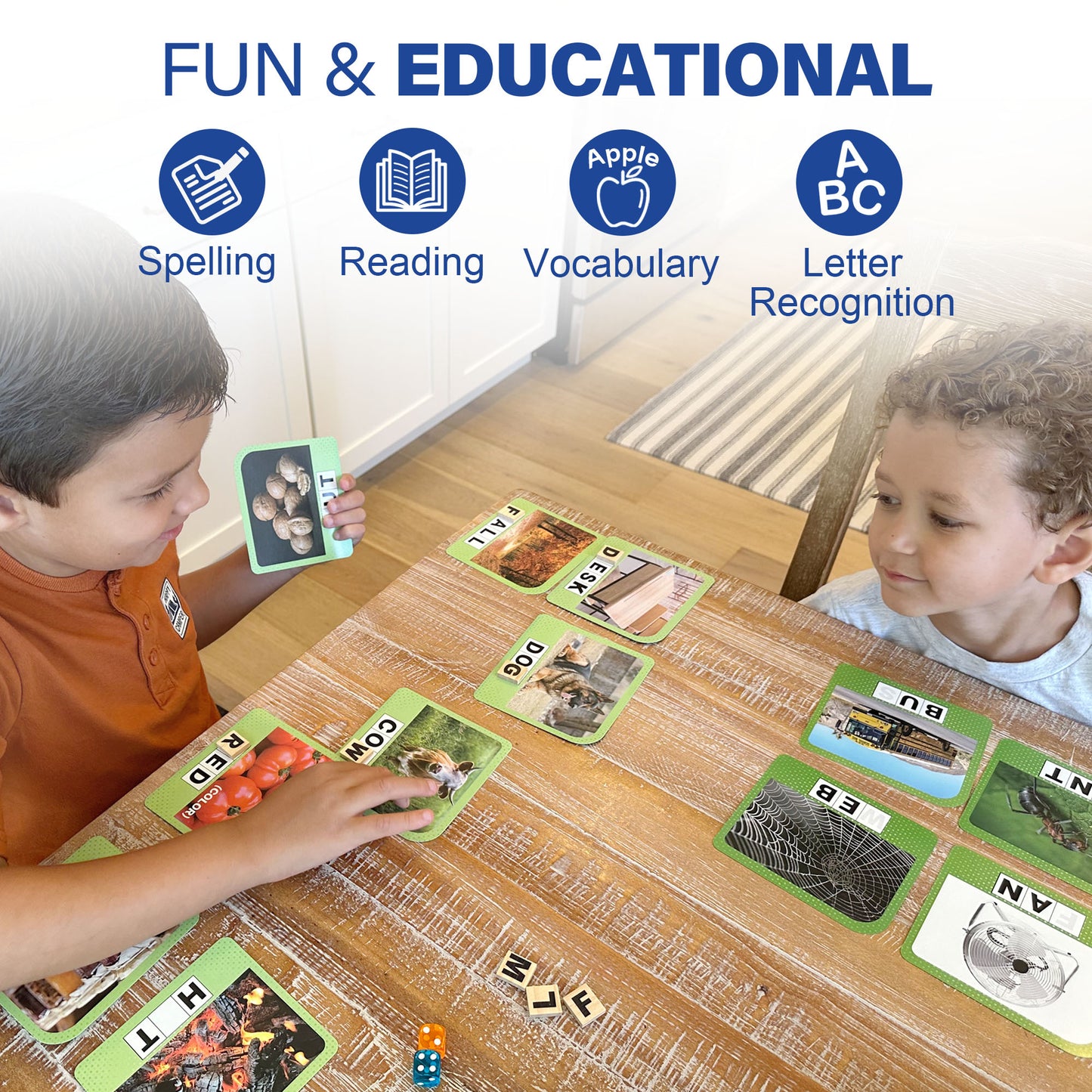 BenBen Spelling Games, Sight Word Games with 224 Flash Cards, Educational Phonic Games for Kids