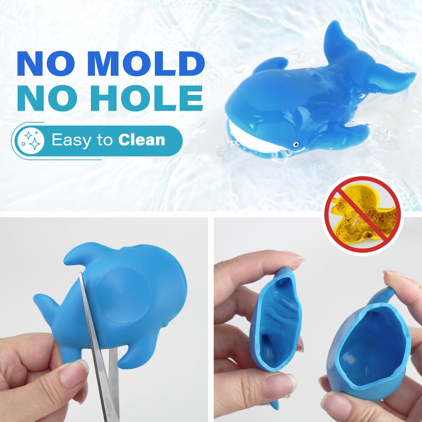 LotFancy 8Pcs Bath Toys for Toddler Infant, No Hole Mold Free Sea Animal Baby Bath Tub Toys
