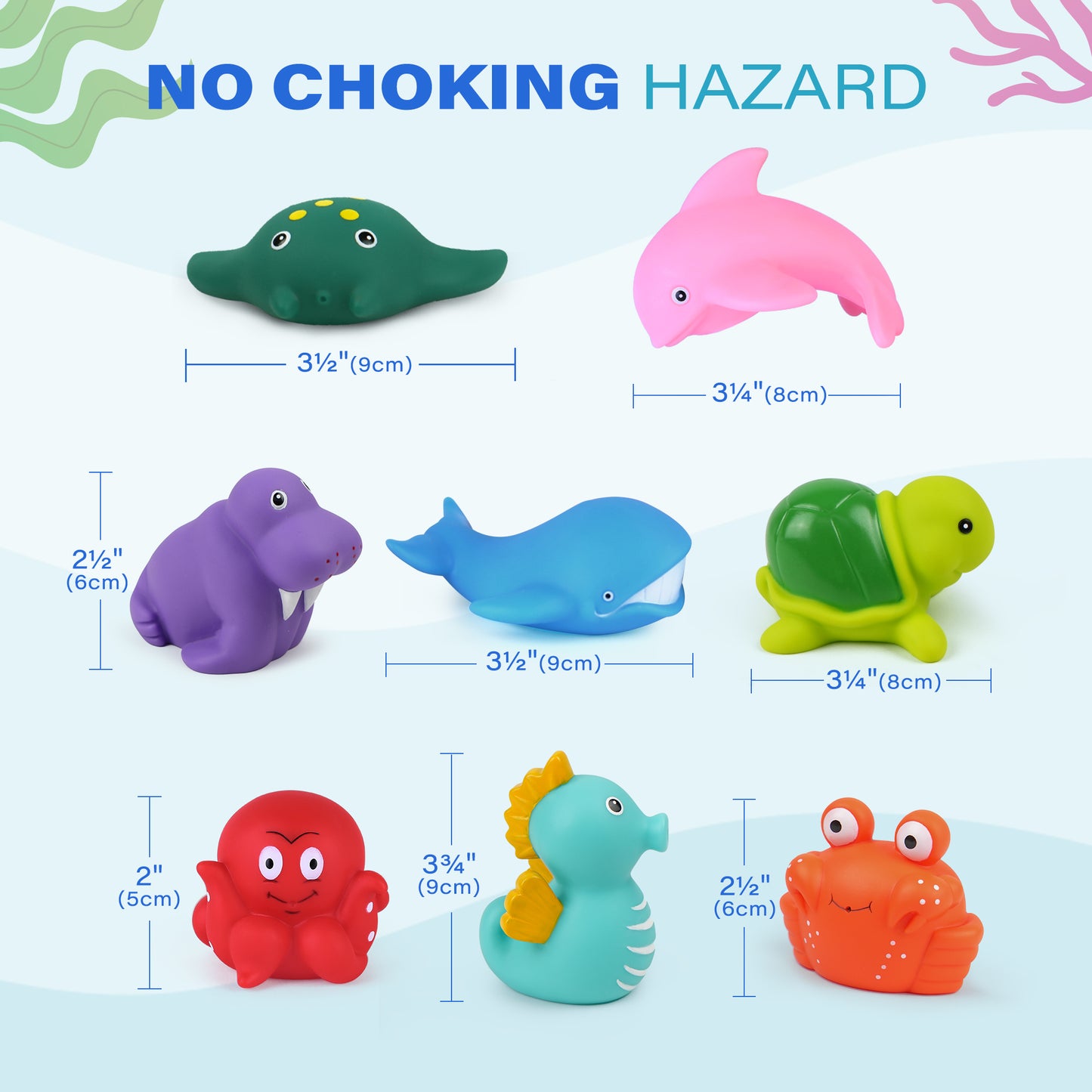 LotFancy 8Pcs Bath Toys for Toddler Infant, No Hole Mold Free Sea Animal Baby Bath Tub Toys