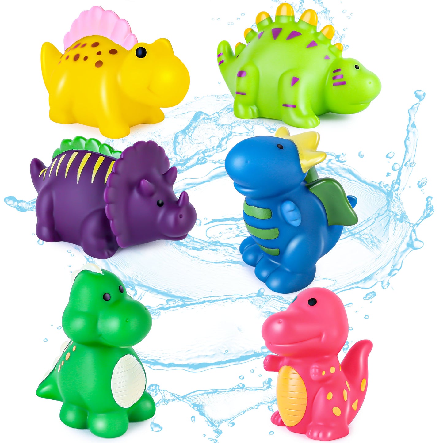 LotFancy 6Pcs Baby Bath Toys for Toddler Infant, No Hole No Mold Kids Dinosaur Bathtub Pool Toys WMT