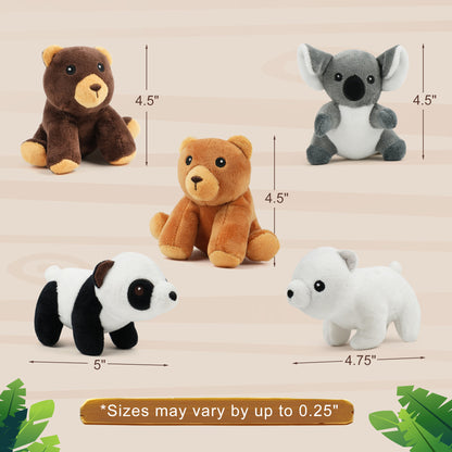 BenBen Forest Stuffed Animals, Small Bear Plush Toy with Tree Stump Carrier Set for Kids Boys Girls WMT