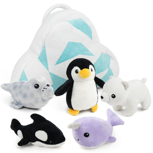 BenBen Ocean Stuffed Animal, Sea Creature Plush Toys with Iceberg Carrier Set for Kids Boys Girls WMT