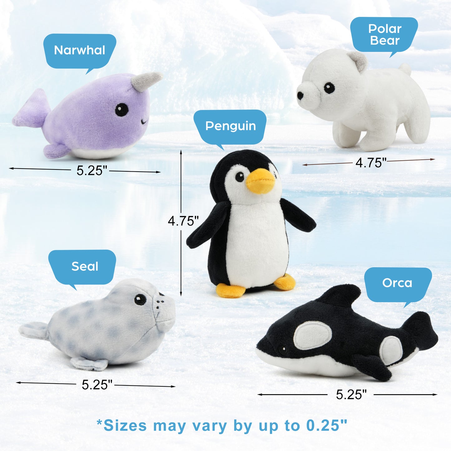 BenBen Ocean Stuffed Animal, Sea Creature Plush Toys with Iceberg Carrier Set for Kids Boys Girls WMT