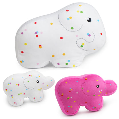 BenBen Elephant Plush Toys, Set of 3, 14”, 10” and 7.5” Cute Elephant Family Stuffed Animal Cookies, Kawaii Food Plushies Pillows, Fun Decorative Plush for Room Décor, White and Hot Pink PMT